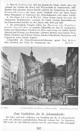 Zum Gedächtnis der St. Johanniskirche.