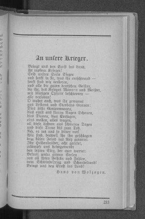 Gedircht: An unsere Krieger