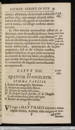 Caput XIII. De Quatuor Evangelistis