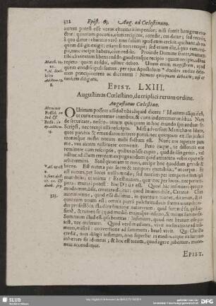 Epist. LXIII. Augustinus Coelestino, de triplici rerum ordine