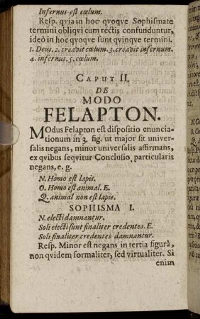 Caput II. De Modo Felapton
