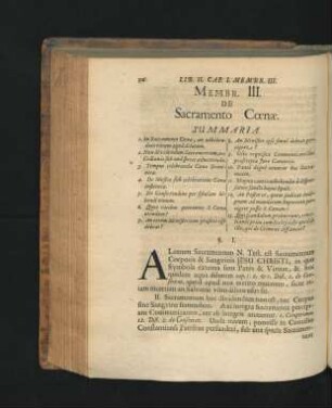 Membr. III. De Sacramento Coenae.