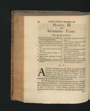 Membr. III. De Sacramento Coenae.