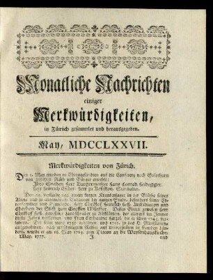 May, MDCCLXXVII