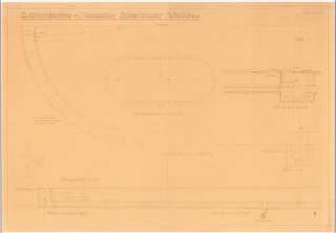 Stadtpark, Erfurt: Wasserbecken-Neuanlage Daberstedter Schanze: Grundirss 1:50, Schnitte 1:10, Detail 1:10