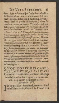Quod Corporis Castitati, Mentisque Puritati Canonici teneantur ...