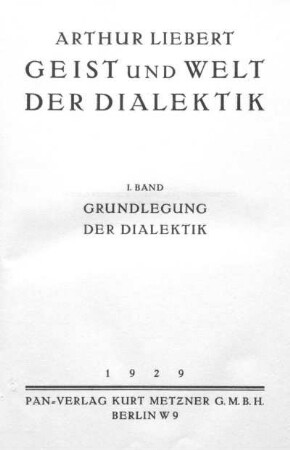 Grundlegung der Dialektik