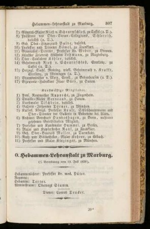 O. Hebammen=Lehranstalt zu Marburg.