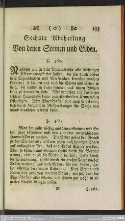 Sechste Abtheilung Von denen Steinen und Erden