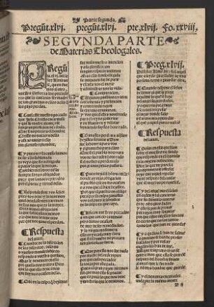 Segunda parte de Materias Theologales.