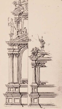 Entwürfe zu barocken Bekrönungen und Fenstern