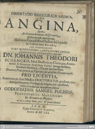 Dissertatio inauguralis medica de angina