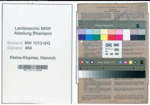 Entnazifizierung Heinrich Kleine-Klopries , geb. 04.03.1901 (Friseur)