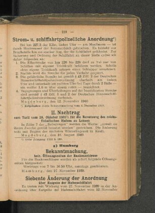 II. Nachtrag zum Tarif vom 29. Oktober 1931 1) für die Benutzung des reichsfiskalischen Hafens zu Lenzen