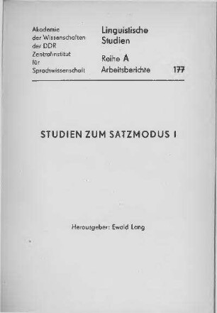 Syntaktische und semantische Eigenschaften von von verba dicendi und ihre Bedeutung bei der Behandlung des Satzmodus