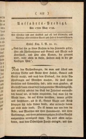 233-245, Auffahrts-Predigt. Am 17ten May 1798.