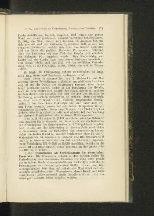 § 106. Dissociation als Vorbedingung des chemischen Umsatzes.