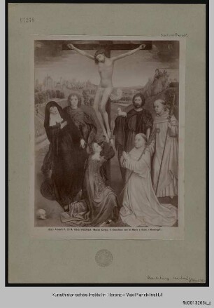 Die Kreuzigung Christi mit der Madonna, dem Heiligen Johannes Evangelista, dem Heiligen Johannes dem Täufer, der Heiligen Maria Magdalena und zwei Zisterziensern