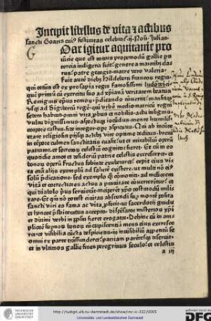 Incipit libellus de vita et actibus sancti Goaris cuius festivitas celebratur ii nonas Julias.