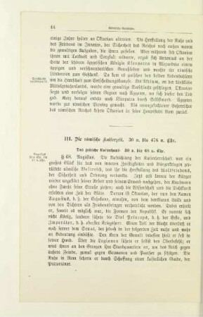 III. Die römische Kaiserzeit. 30 v. bis 476 n. Chr.