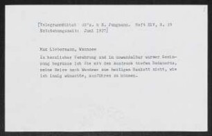 Brief von Gerhart Hauptmann an Max Liebermann