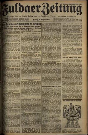 Erste Ausgabe vom Freitag, den 01. August 1930.