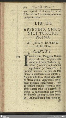 Lib. III. Appendix Chronici Turcici Prima