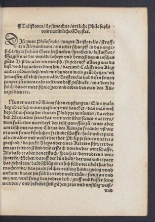 Calistenes/ Lysimachus/ artliche Philosophi und natürliche Meyster.