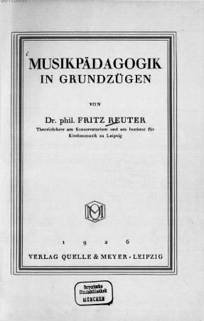 Musikpädagogik in Grundzügen