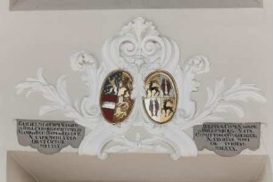 Wappenpaare in Kartuschen — Wappen des Grafen Wilhelm von Nassau-Dillenburg (1487-1559) und seiner Ehefrau Juliana zu Stolberg (1506-1580)