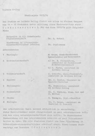 Studienjahr 1973/74