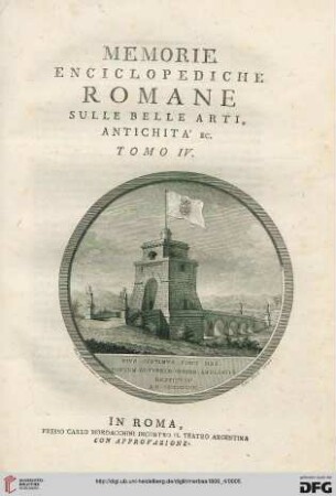 4: Memorie enciclopediche romane sulle belle arti, antichita etc