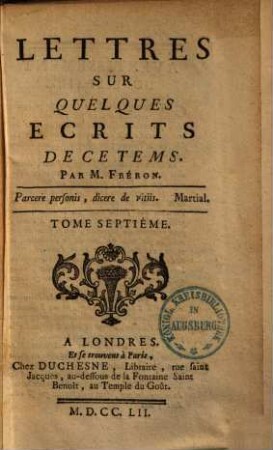 Lettres sur quelques ecrits de ce tems, 7