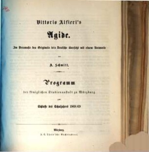 Programm der Königlichen Studienanstalt Würzburg : für das Studienjahr .... 1868/69