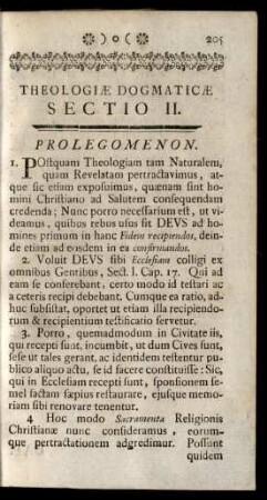 Theologiae Dogmaticae Synopsis. Sectio II.