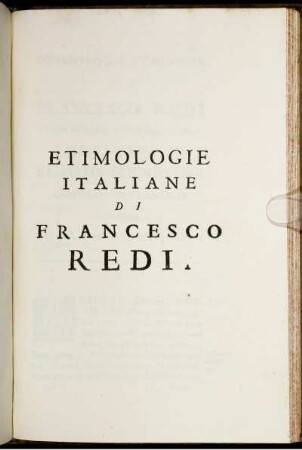 Etimologie Italiane Di Francesco Redi.