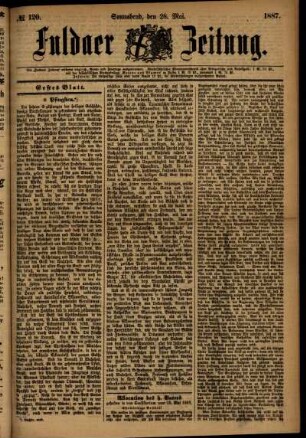 Ausgabe vom Samstag, den 28. Mai 1887.