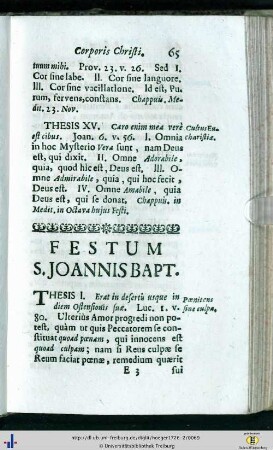 Festum S. Joannis Bapt.