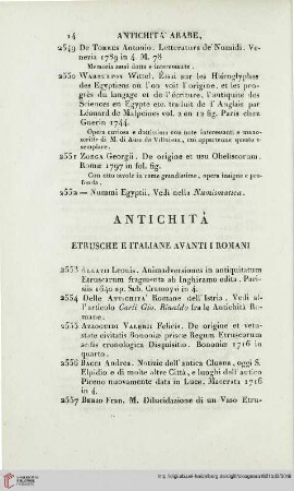 Antichità etrusche e italiane avanti i romani (Nr. 2553-2642)