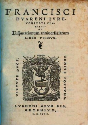 Disputationes anniversariae : Liber primus