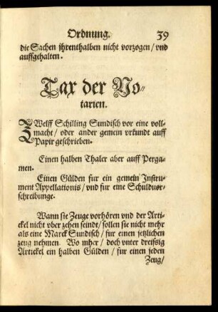 Tax der Notarien.