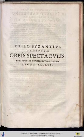 Philo Byzantius: De septem Orbis Spectaculis.