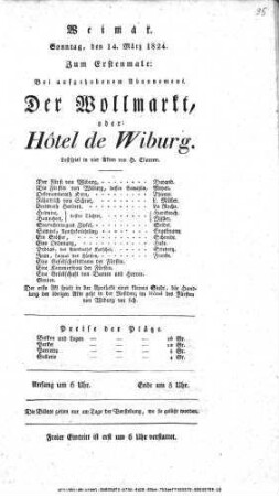 Der Wollmarkt, oder: Hôtel de Wiburg