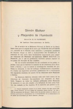Simón Bolívar y Alejandro de Humboldt