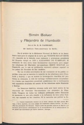 Simón Bolívar y Alejandro de Humboldt