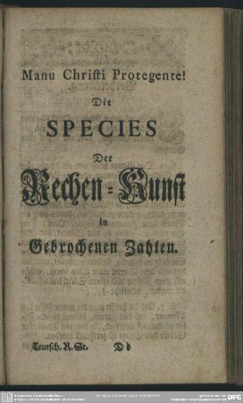 Die Species Der Rechen-Kunst in Gebrochenen Zahlen