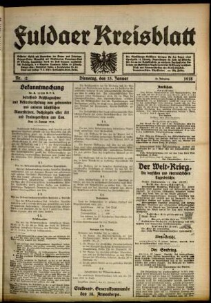 Ausgabe vom Dienstag, den 15. Januar 1918.