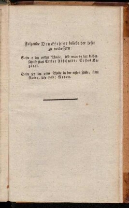 Folgende Druckfehler beliebe der Leser zu verbessern