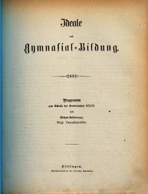 Ideale und Gymnasial-Bildung