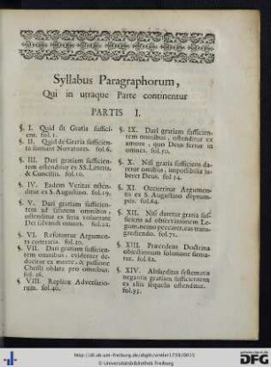 Syllabus Paragraphorum, Qui in utraque Parte continentur.
